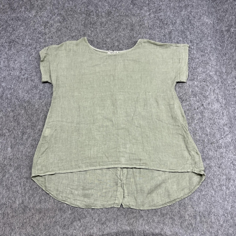 Relaxed High-Low Linen Tee in Sage